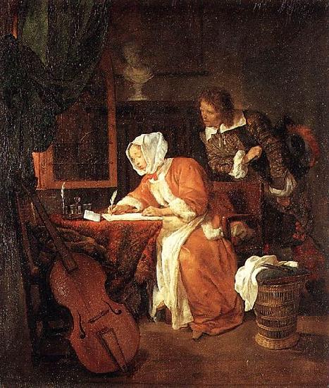 Gabriel Metsu The Letter-Writer Surprised oil painting image